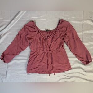 🌸 Torrid Mauve Peasant Blouse | Size 1 | Square Neck Puff Sleeve Top